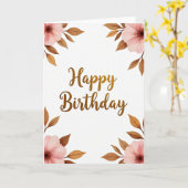 Carte d'anniversaire dorée (Fleur jaune)