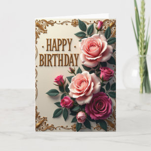 Carte d'anniversaire dorée en relief