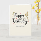 Carte d'anniversaire dorée festive (Fleur jaune)