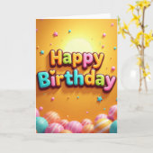 Carte d'anniversaire dorée vibrante (Fleur jaune)