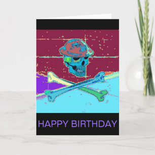 Carte d'anniversaire d'os croisés de crâne de nuit