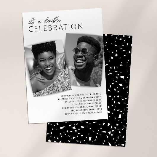 Carte d'anniversaire double célébration photo mode