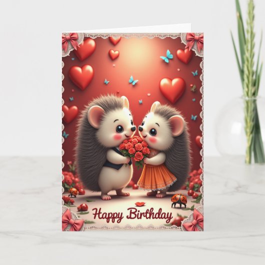 Carte d'anniversaire douce avec étreinte d'animal (Devant)