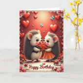 Carte d'anniversaire douce avec étreinte d'animal (Fleur jaune)