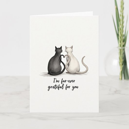 Carte d'anniversaire douce avec queue de chat en f (Devant)