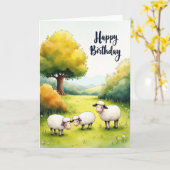 Carte d'anniversaire Douce Brebis (Fleur jaune)