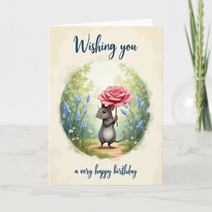 Carte d'anniversaire douce créature Rose