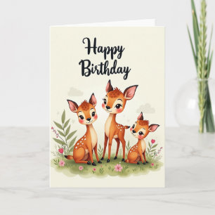 Carte d'anniversaire douce faon