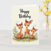 Carte d'anniversaire douce faon (Fleur jaune)