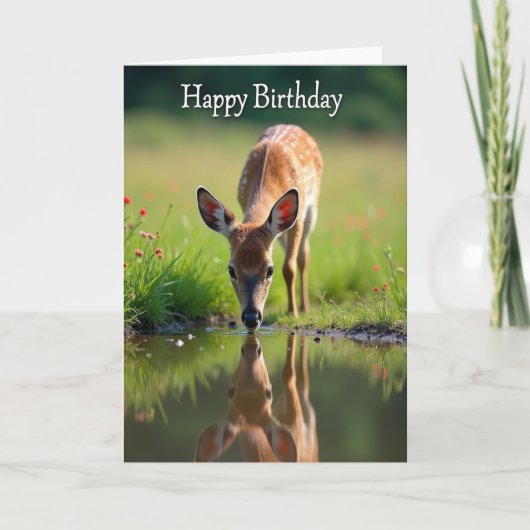 Carte d'anniversaire douce faon tacheté (Devant)