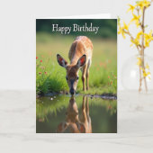 Carte d'anniversaire douce faon tacheté (Fleur jaune)