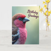 Carte d'anniversaire douce Fuchsia Bird (Fleur jaune)