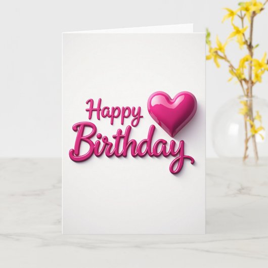 Carte d'anniversaire douce Fuchsia Script (Fleur jaune)