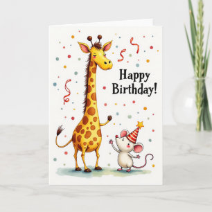 Carte d'anniversaire douce girafe