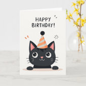 Carte d'anniversaire douce Kitty (Fleur jaune)