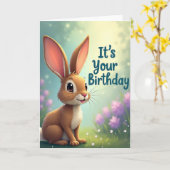 Carte d'anniversaire douce Lagomorphe (Fleur jaune)
