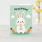 Carte d'anniversaire douce lapin (Fleur jaune)