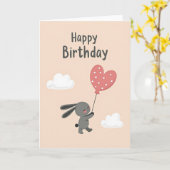 Carte d'anniversaire douce lapin (Fleur jaune)