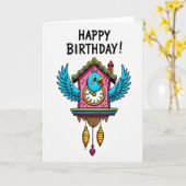Carte d'anniversaire douce maison d'oiseau (Fleur jaune)