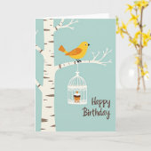 Carte d'anniversaire douce Oiseau Jaune (Fleur jaune)