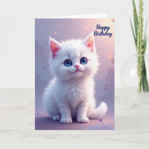 Carte d'anniversaire douce pour chaton duveteux
