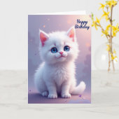 Carte d'anniversaire douce pour chaton duveteux (Fleur jaune)