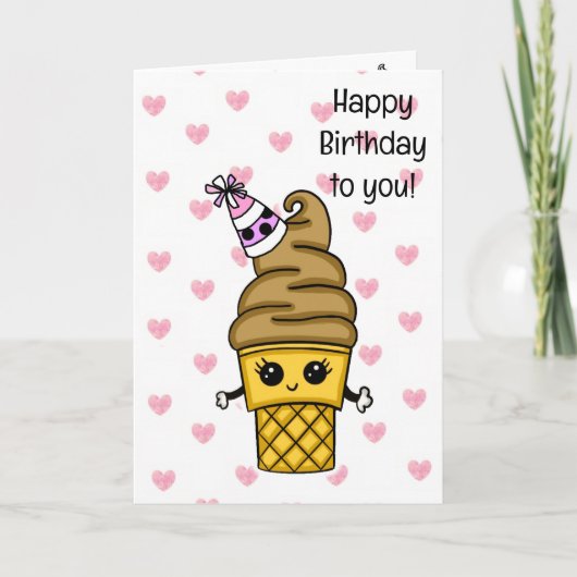 Carte d'anniversaire douce pour elle | Cône de gla (Devant)