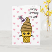 Carte d'anniversaire douce pour elle | Cône de gla (Fleur jaune)
