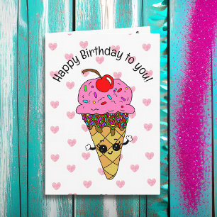 Carte d'anniversaire douce pour elle Cône de gla