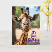 Carte d'anniversaire douce pour girafe (Fleur jaune)