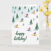 Carte d'anniversaire douce pour skieurs (Fleur jaune)