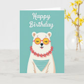 Carte d'anniversaire d'ours (Fleur jaune)