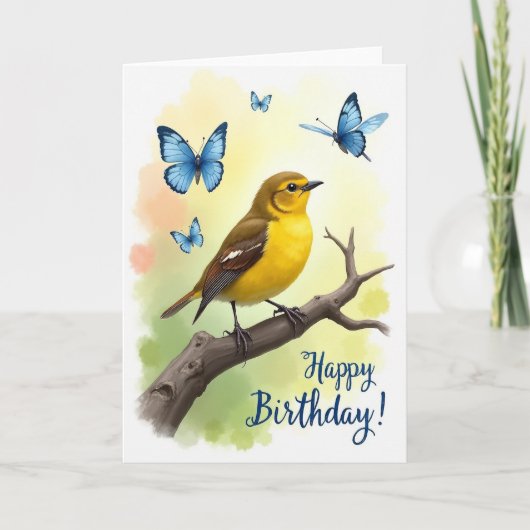 Carte d'anniversaire "Doux Oiseau" (Devant)