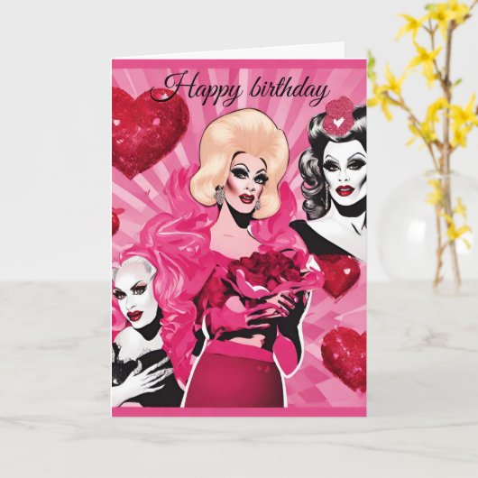 Carte d'anniversaire Drag Queen (Fleur jaune)