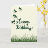Carte d'anniversaire Dragonfly Art (Fleur jaune)