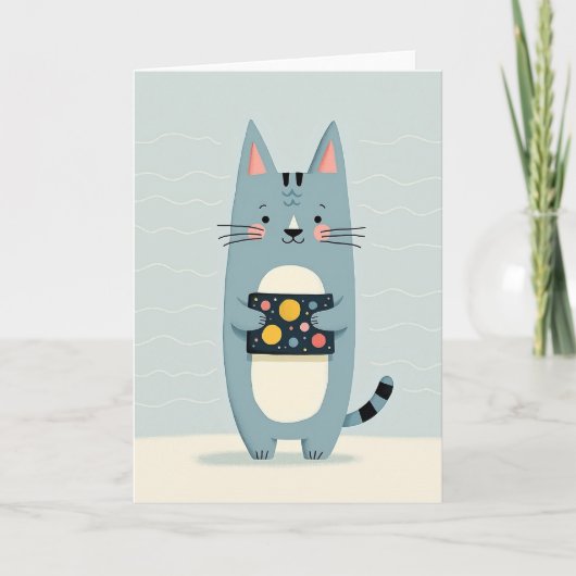 Carte d'anniversaire Dreamy Cat Art (Devant)