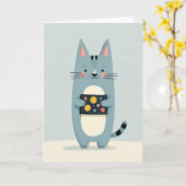 Carte d'anniversaire Dreamy Cat Art (Fleur jaune)