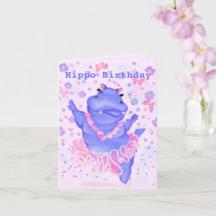 Carte d'anniversaire drôle avec Ballerina Hippo