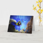 Carte d'anniversaire drôle avec chat et poisson (Fleur jaune)