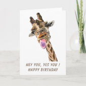 Carte d'anniversaire drôle avec Giraffe joueuse -  (Devant)
