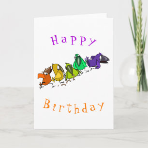 Carte d'anniversaire drôle avec oiseaux colorés