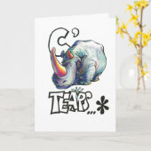 Carte d'anniversaire drôle avec rhino (Fleur jaune)