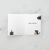 Carte d'anniversaire drôle avec un chat noir heure (Intérieur)