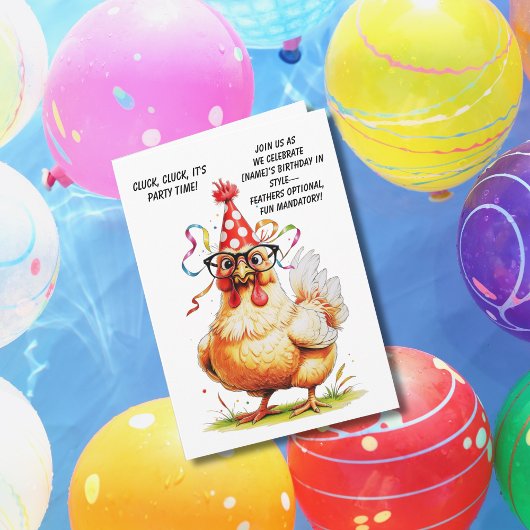 Carte d'anniversaire drôle avec un poulet stylé