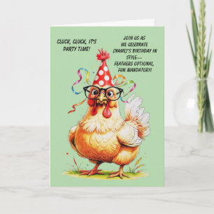 Carte d'anniversaire drôle avec un poulet stylé