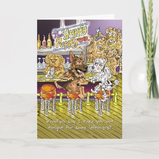 Carte d'anniversaire drôle berger et caniche allem (Devant)