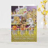 Carte d'anniversaire drôle berger et caniche allem (Fleur jaune)