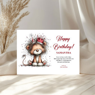 Carte d'anniversaire drôle d'animaux rouge noir po
