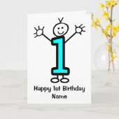 Carte d'anniversaire drôle de 1 an avec garçon ble (Fleur jaune)