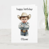 Carte d'anniversaire drôle de bébé cowboy (Devant)